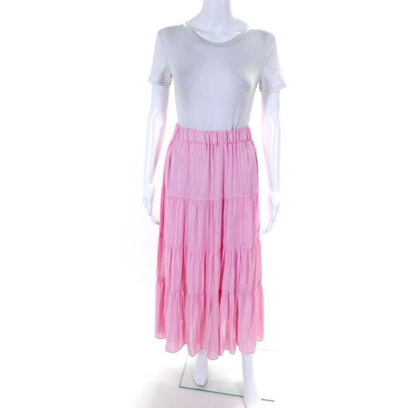Senlis Womens Light Pink Lined Pull On Midi Tiered Skirt Size S - Picture 1 of 5